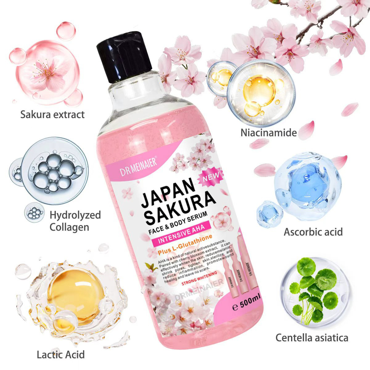 500ml Japan Sakura Face Body S - Niacinamide Pore Shrinking Essence recension och pris