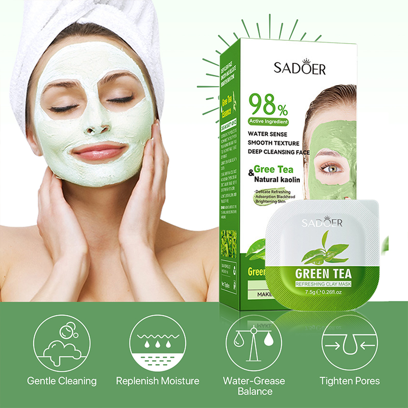8pcs Green Tea Cleaning Mud Ma - Green Tea Cleansing Clay Mask recension och pris