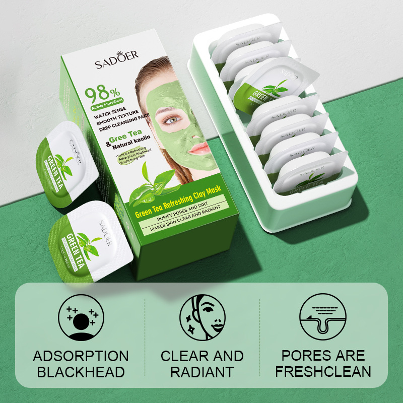 8pcs Green Tea Cleaning Mud Ma - Green Tea Cleansing Clay Mask recension och pris