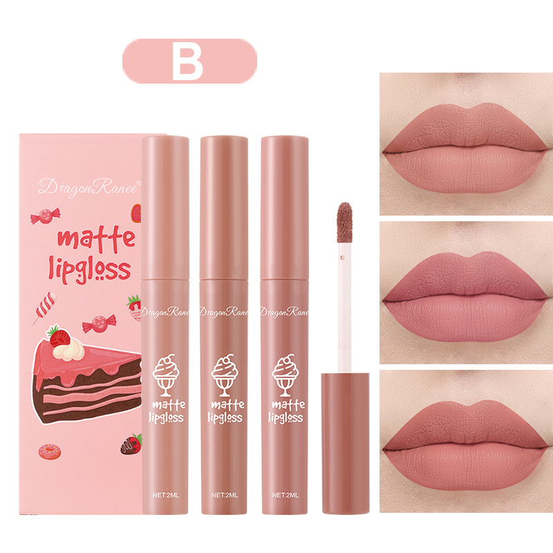 3PCS/Set Velvet Matte Nude Liq - Matte Velvet Lip Tint Long Lasting recension och pris